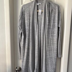 GAP Women's super soft cozy Heather Gray long Cardigan pockets NEW medium M